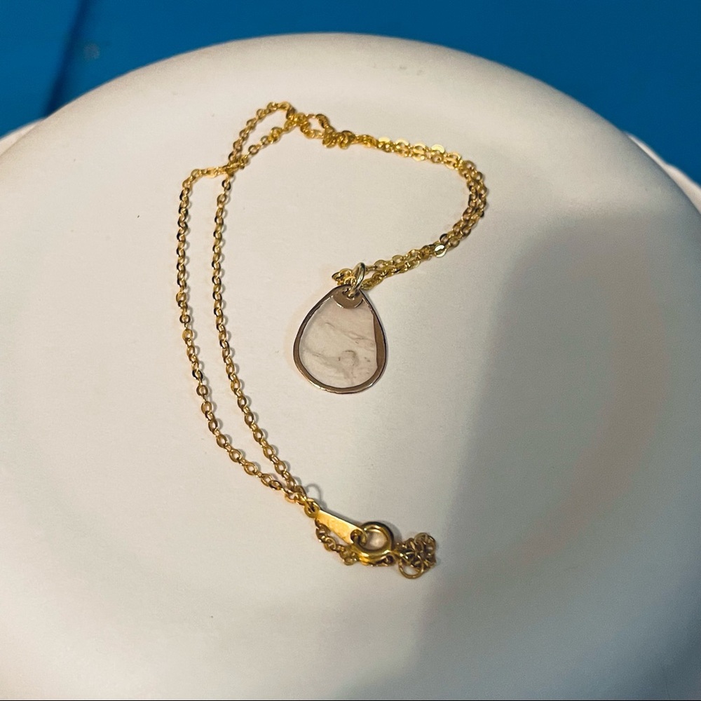 New 14k Gold S925 Silver Natural Mother Of Pearl Shell Water Droplet Necklace - Picture 10 of 15